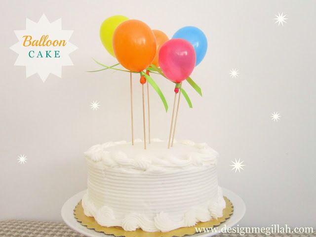 cake decorating idea: use balloons instead of candles, especially on windy days, via Design Megillah