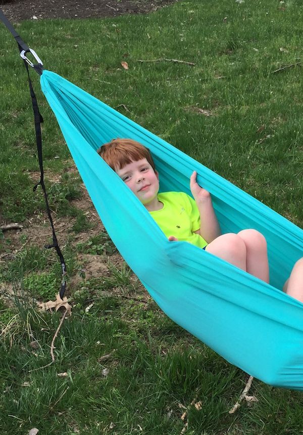 A favorite kid-sized hammock from Sluice in soft, comfy laundere