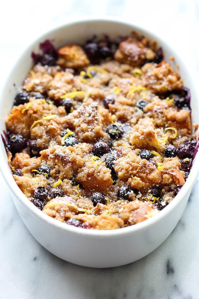 Make-ahead Easter brunch recipes: Baked Blueberry Lemon French Toast | Damn Delicious