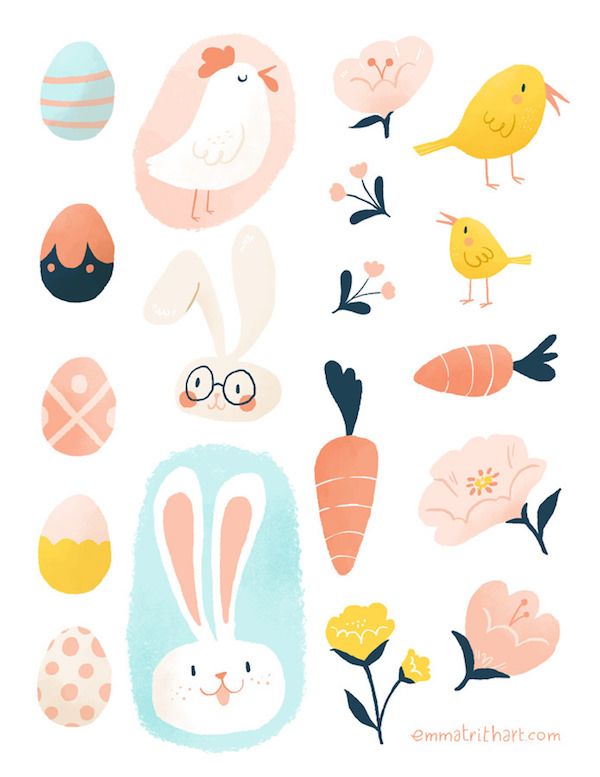Easter basket gifts | Printable easter stickers by Emma Trithart