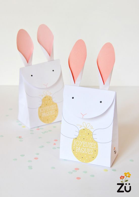 Zu's French Easter Bunny printable gift boxes