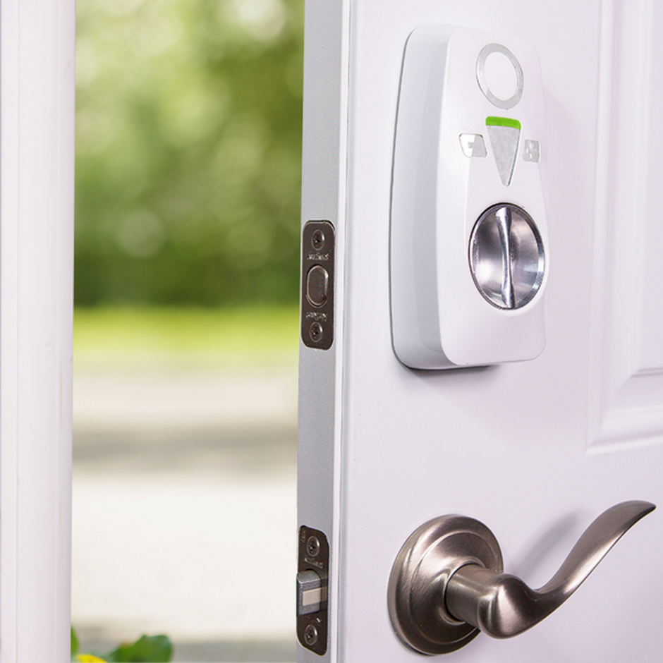 The Okidokeys smart lock works with your existing deadbolt