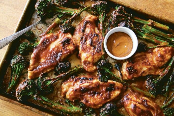 Sheet pan recipes: Chicken and Broccoli with Spicy Peanut Sauce | This Beautiful Day