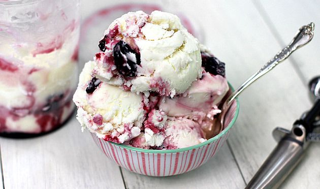 Delicious summer fruit dessert recipes: Goat Cheese and Roasted Cherry Ice Cream by Jeni's Splendid Ice Cream | EzraPoundCake