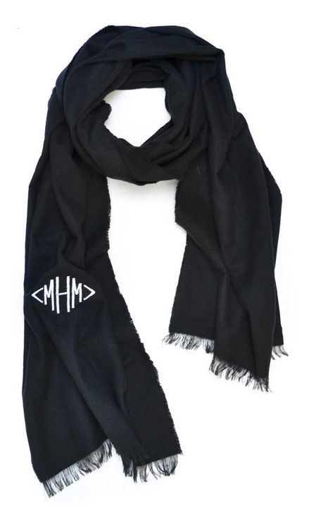 Personalized Father's Day gifts: Brushed cotton flannel monogrammed scarf at Mizu