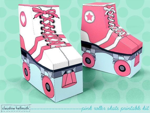Loving these roller skate printable gift boxes by Claudine Hellmuth on Etsy.