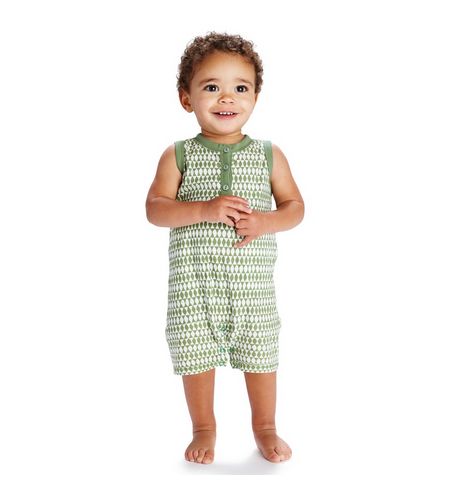Baby boy sleeveless romper in diamond print from Tea Collection