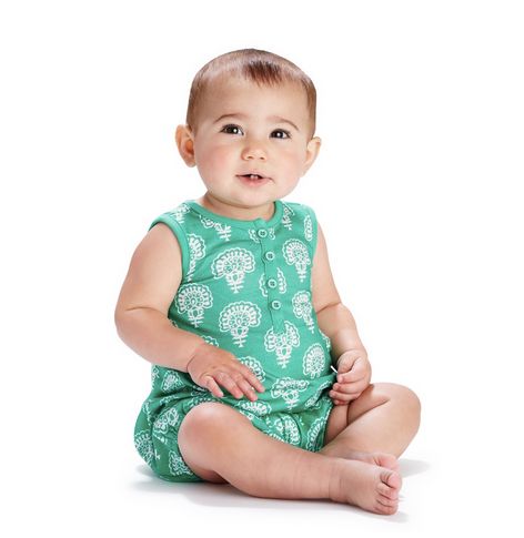 Baby girl green print romper from Tea Collection 
