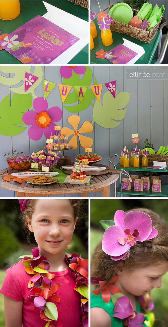 Summer birthday party themes for kids: Host a summer luau. | Printables and decor from Elinée 