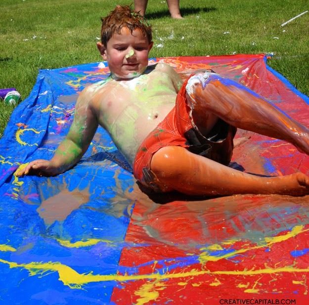 Messy Projects for kids: Creative Capital B's paint Slip-n-Slide