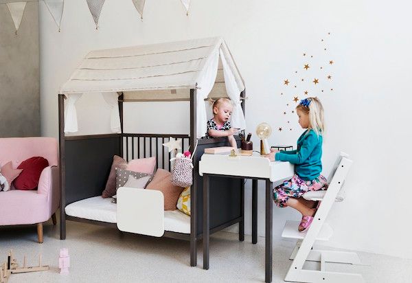 Stokke Home furniture: The crib converts to a toddler bed, and the changing table to a desk. Brilliant.