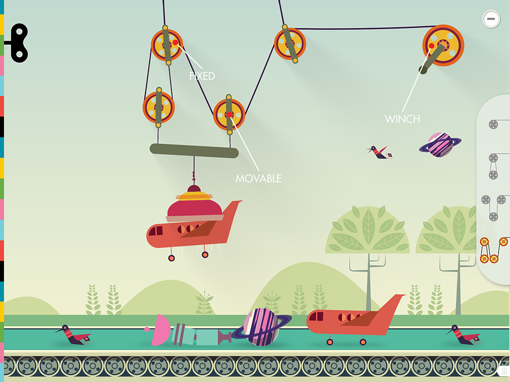 Simple Machines app by Tinybop: Winch and pulleys