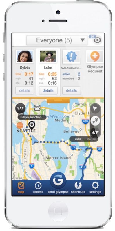 Glympse app sends auto updates about your progress to family, for safer road trips