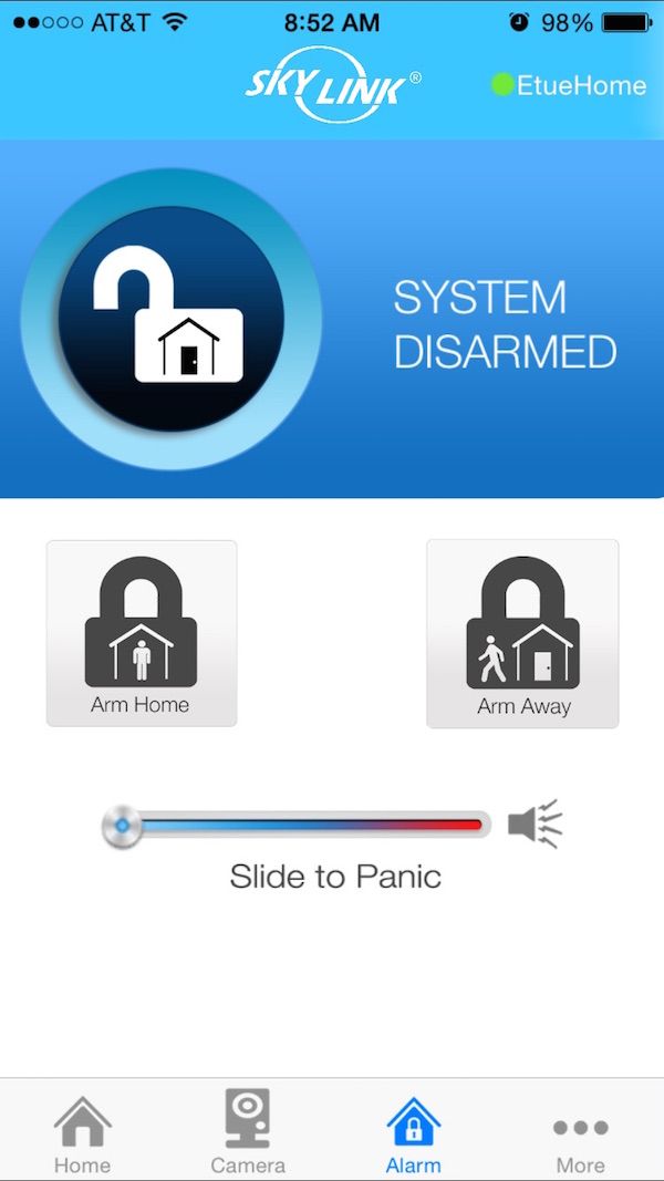 SkyLinkNet home security system has customizable alarm settings