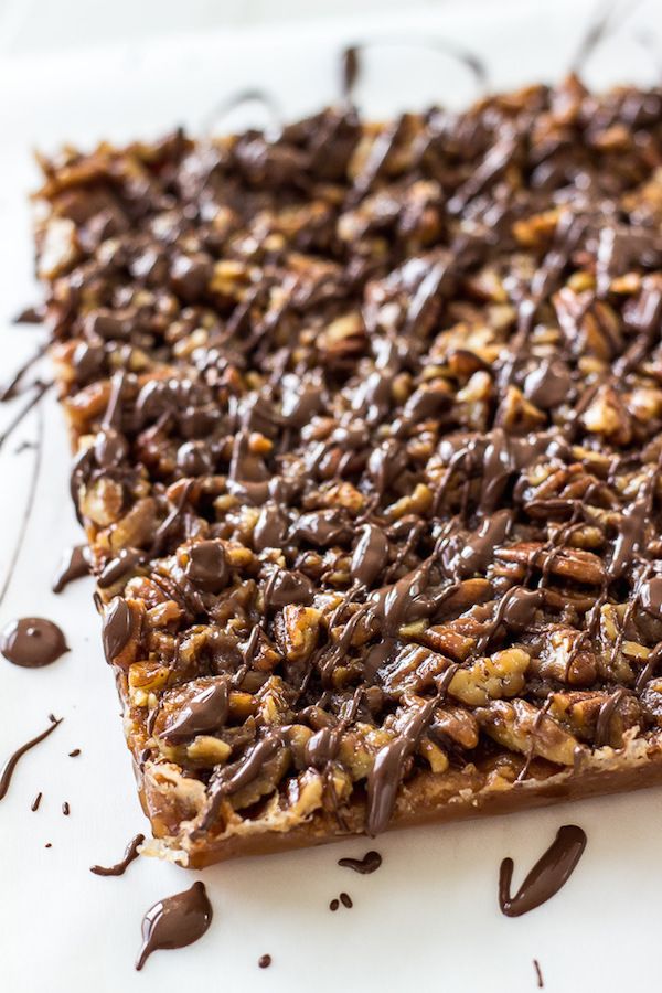 Chocolate Drizzled Maple Pecan Bars are a fun twist on a classic Thanksgiving pecan pie | The Beach House Kitchen