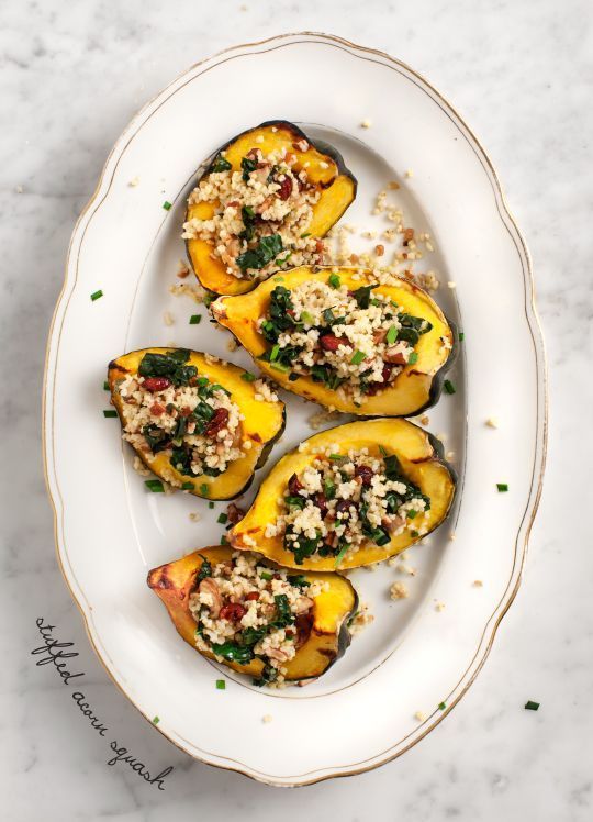 Stuffed Acorn Squash with Kale and Creminis is a perfect vegetable side dish for Thanksgiving | Love and Lemons 