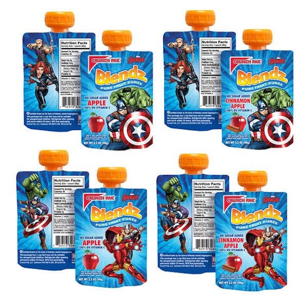 healthy snacks from Disney: New Avengers fruit pouches, because superheros need their vitamins.