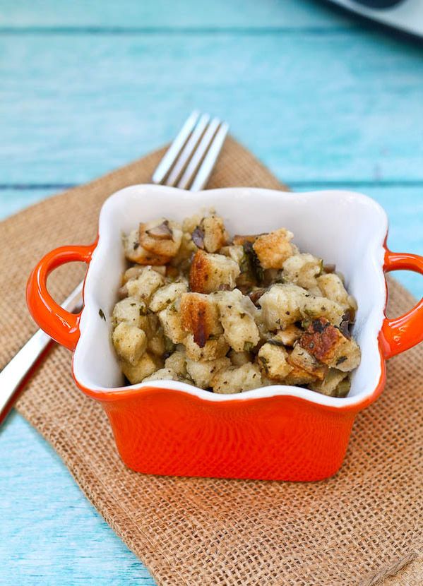  We're loving that this simple, tasty stuffing recipe comes together in the slow cooker. So easy! | Rachel Cooks