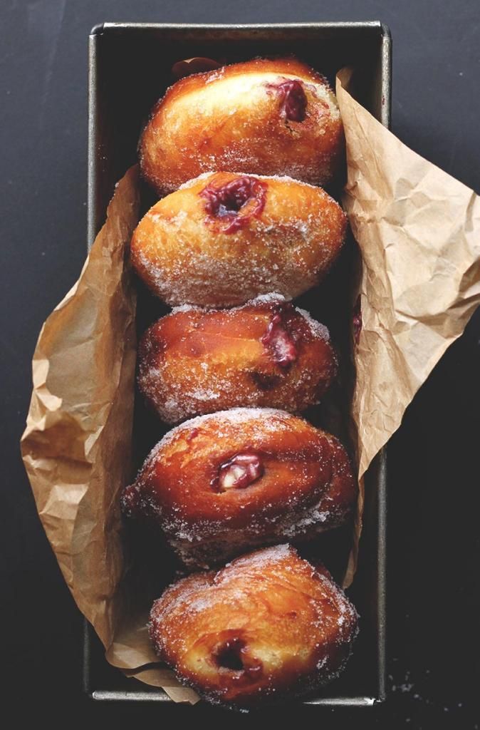 Hanukkah Blackberry Jam & Custard Donuts are the most delicious of all traditional fried foods for Hanukkah. Yum. | The Sugar Hit