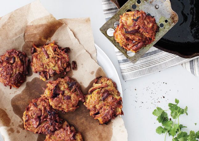 Switch up your latke routine this Hanukkah with these Celery Root and Mushroom Latkes | Bon Appetit