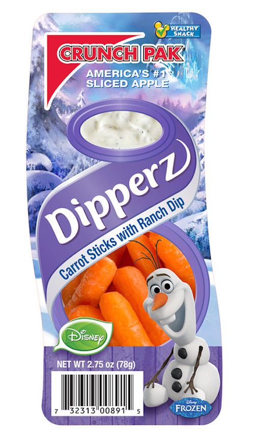 Healthy snacks from Disney: Olaf's nose, for a little after-school snack.