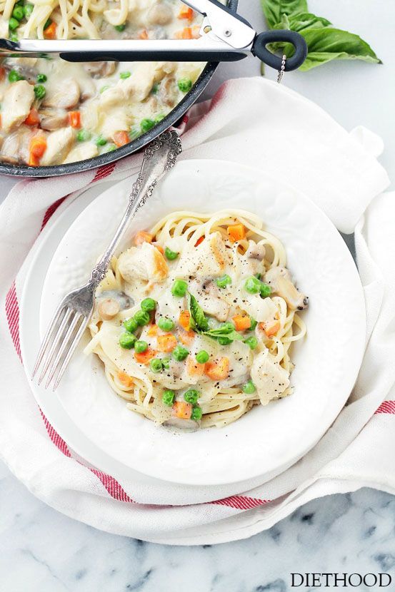 Turkey Tetrazzini made with fetuccinne is a great way to use leftover Thanksgiving turkey | Diethood