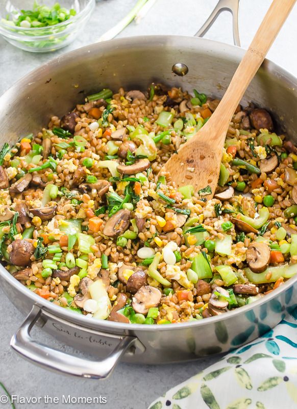 30-Minute Farro Fried Rice is a favorite side dish made with frozen vegetables | Flavor the Moments