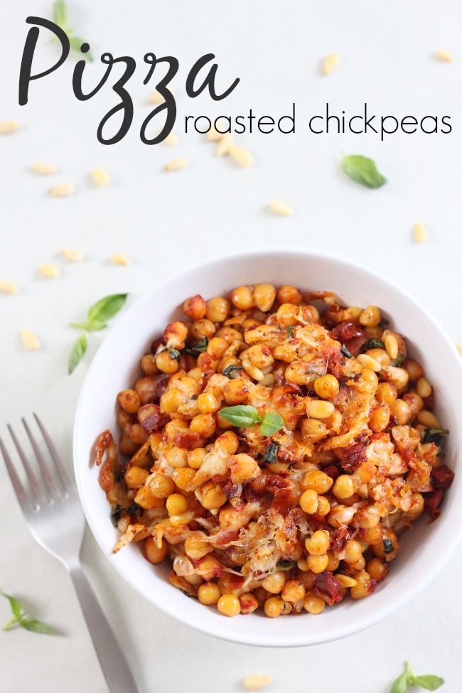 Hook the kids on a high-protein snack by making these Pizza Roasted Chickpeas. So smart! | Amuse Your Bouche