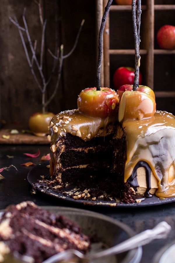 Caramel Apple flavored recipes: Salted Caramel Apple Snickers Cake recipe at Half Baked Harvest. Wow.