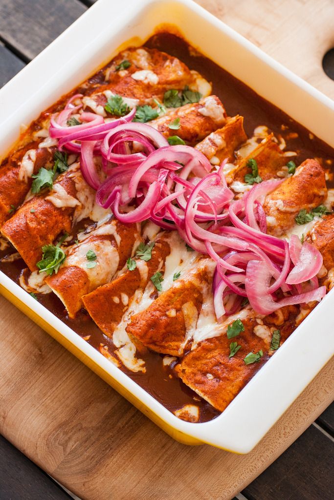 Shortcut Chicken Enchiladas from The 8x8 Cookbook by Kathy Strahs make this family favorite an easy weeknight meal