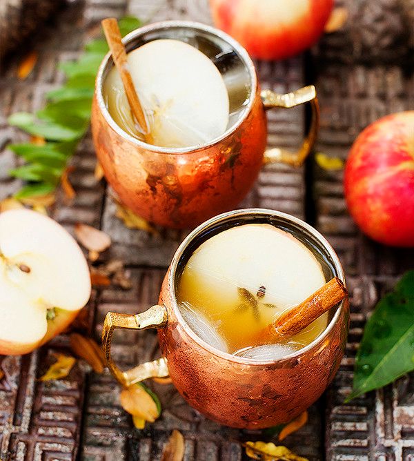 Caramel Apple flavored recipes: Apple Cider Moscow Mules recipe at Pretty Plain Janes