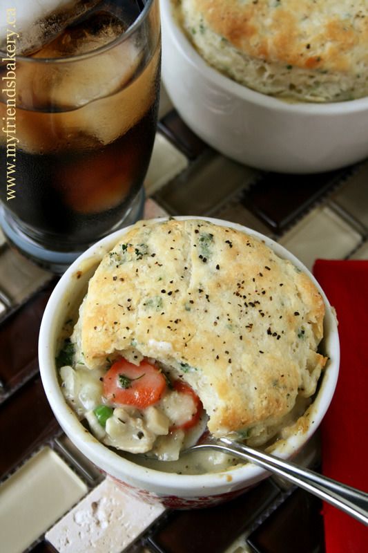 Meals that make great leftovers: Use leftover roast chicken (and store bought biscuit dough!) to throw together Chicken Pot Pie | My Friend's Bakery