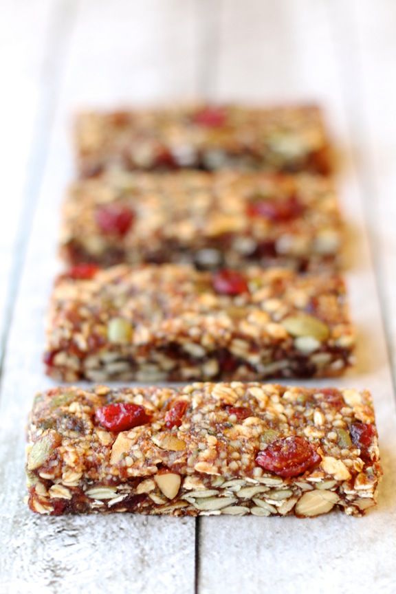 Need to use up those pumpkin seeds? Try these No-Bake Fruit and Seed Granola Bars | Running with Spoons