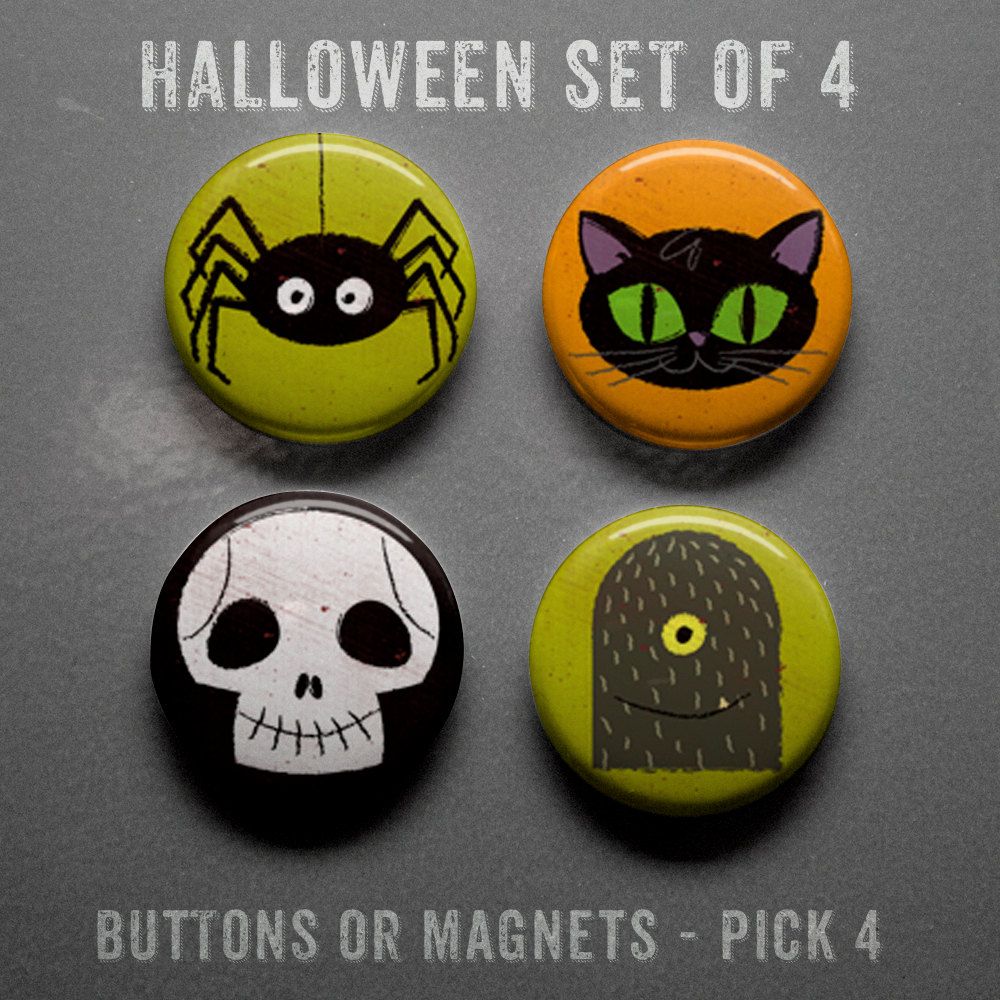 Non-candy Halloween treats: John W. Golden Halloween buttons on Etsy