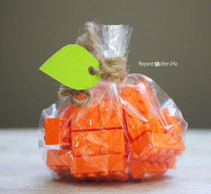 Non-candy Halloween treats: LEGO pumpkins from Repeat Crafter Me
