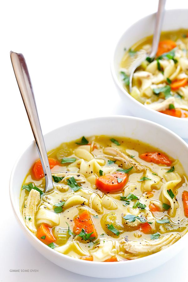 all-natural cold and flu remedies for kids: Homemade chicken noodle soup at Gimme Some Oven