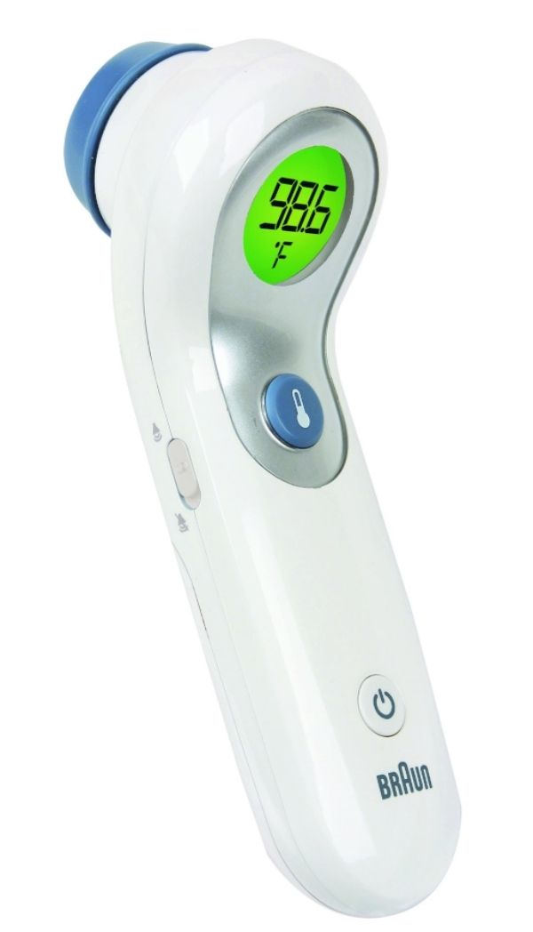 all-natural cold and flu remedies for kids: Take their temperature non-invasively, with the Braun No touch + forehead thermometer.