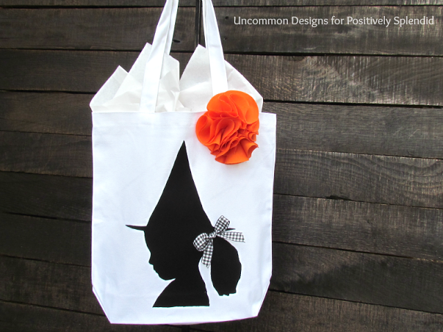 DIY silhouette Halloween treat bags for kids: Tutorial from Uncommon Designs