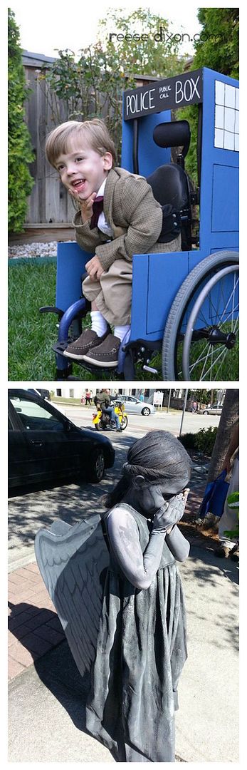 Halloween sibling costumes: Dr. Who (by Reese Dixon) and a Weeping Angel (by Charley Giordana)