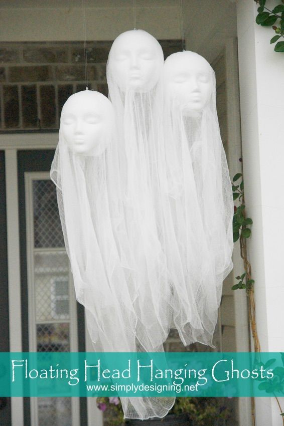 Scary DIY Halloween decorations: Floating head ghosts by Simply Designing