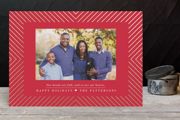 Full Hands and Heart card by Carrie Oneal at Minted: Classic holiday photo card style with a pretty metallic foil accent