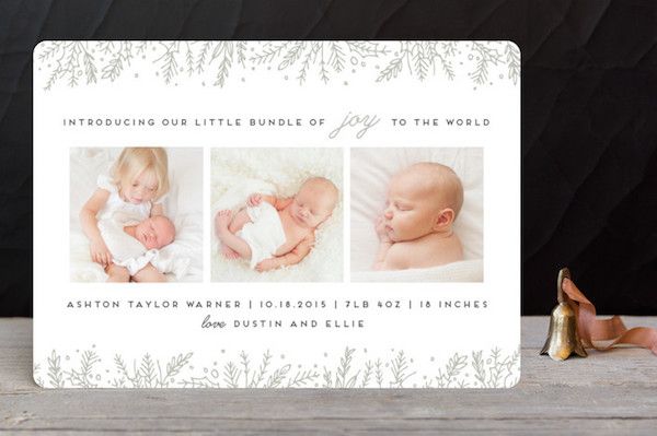 Sweet, classic holiday birth announcement card at Minted