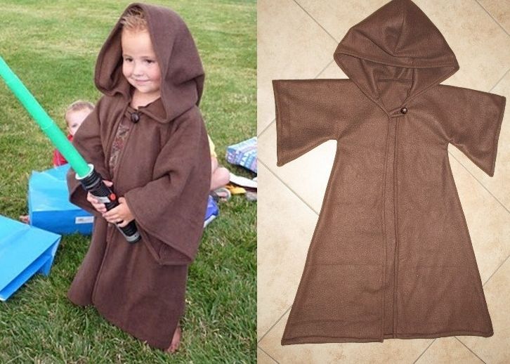 Easy last-minute Halloween costumes for kids: Grab a bath room or use this pattern from Bayberry Creek to make a last-minute Jedi.