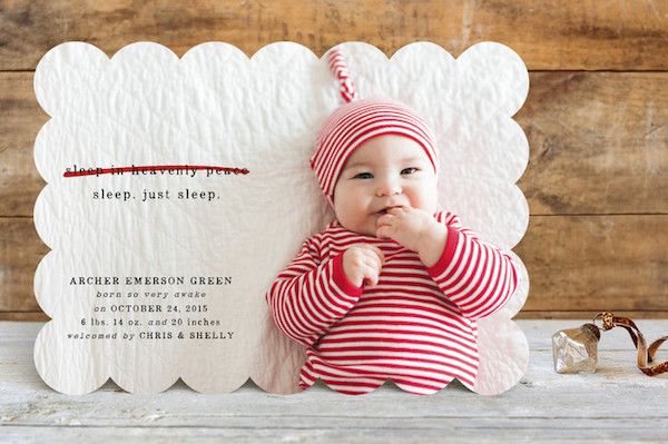 Ha! Best ever holiday card for new parents | Just Sleep card by Erin L. Wilson at Minted