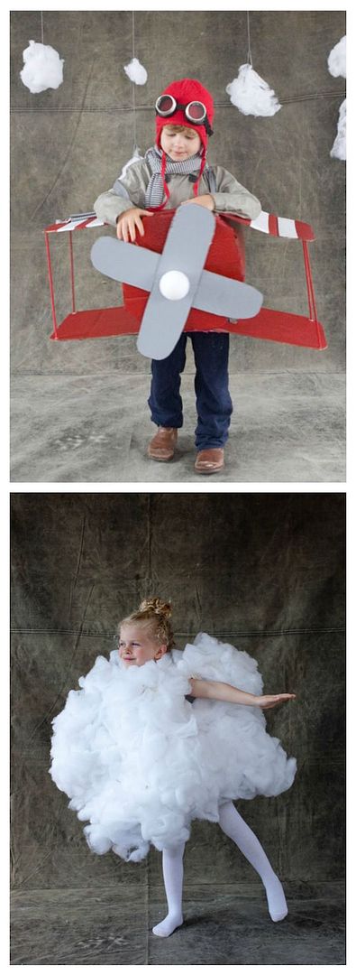 Sibling Halloween costumes: Airplane and a cloud from Oh Happy Day