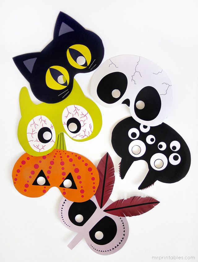 Non-candy Halloween treats: Mr Printables' Halloween masks to color