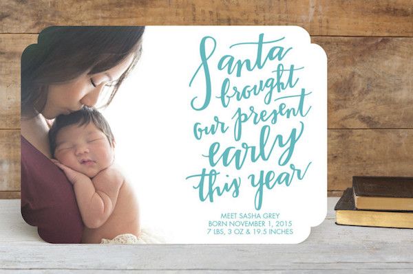 Love this holiday birth announcement card! By Alicia Schultz for Minted