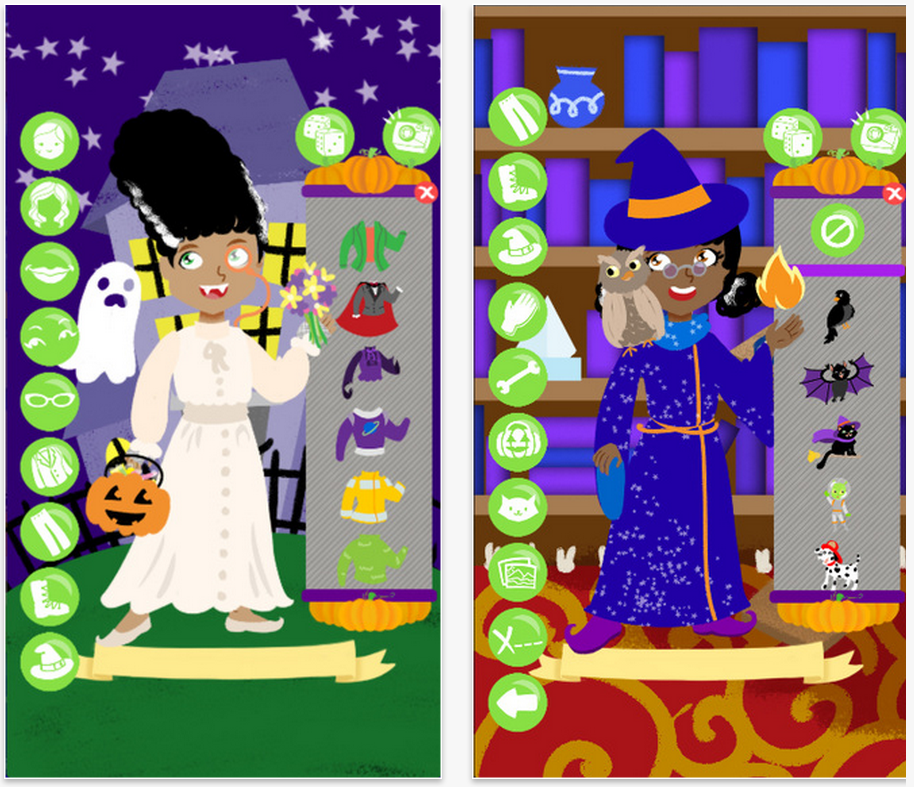 Halloween apps: Halloween Costume Party Dress Up lets kids costume-change characters to their hearts' content