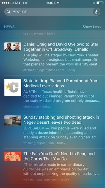How to use the Spotlight Search Feature in iOS 9: The News Feed