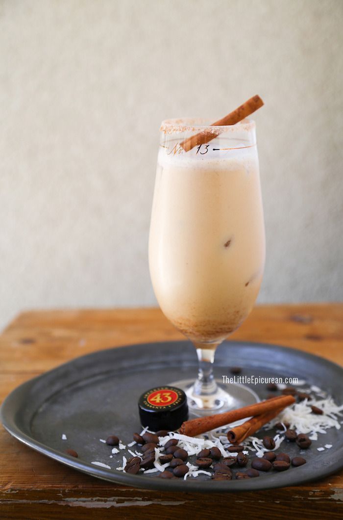 This coffee cocktail has tropical flavor thanks to delicious coconut cream and citrusy vanilla flavored Licor 42 | The Little Epicurean